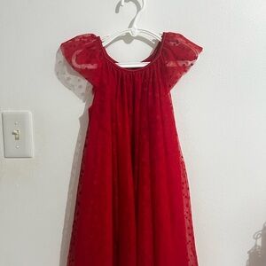 Red Sheer Sleeve Dress